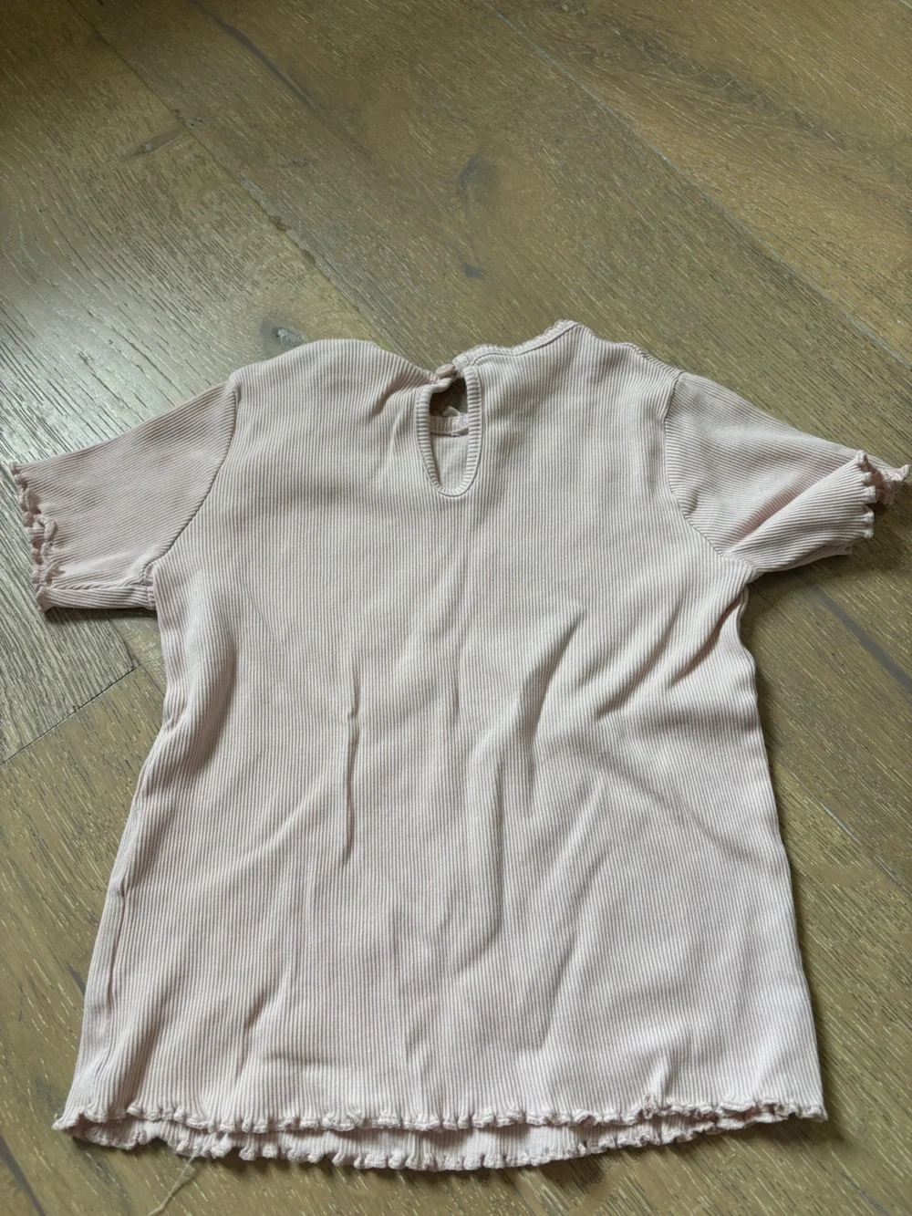 H&M girls Ribbed Short Sleeve Top in Light Blush 4